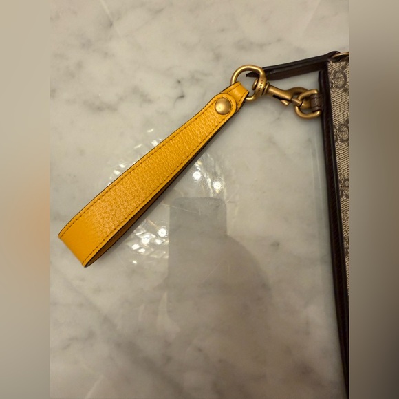 Gucci GG Supreme Monogram Neo Vintage Zip Wristlet Pouch Beige New Acero Crop - Picture 3 of 16